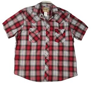 Wrangler Western Short Sleeve Pearl Snap Shirt Mens XL Plaid